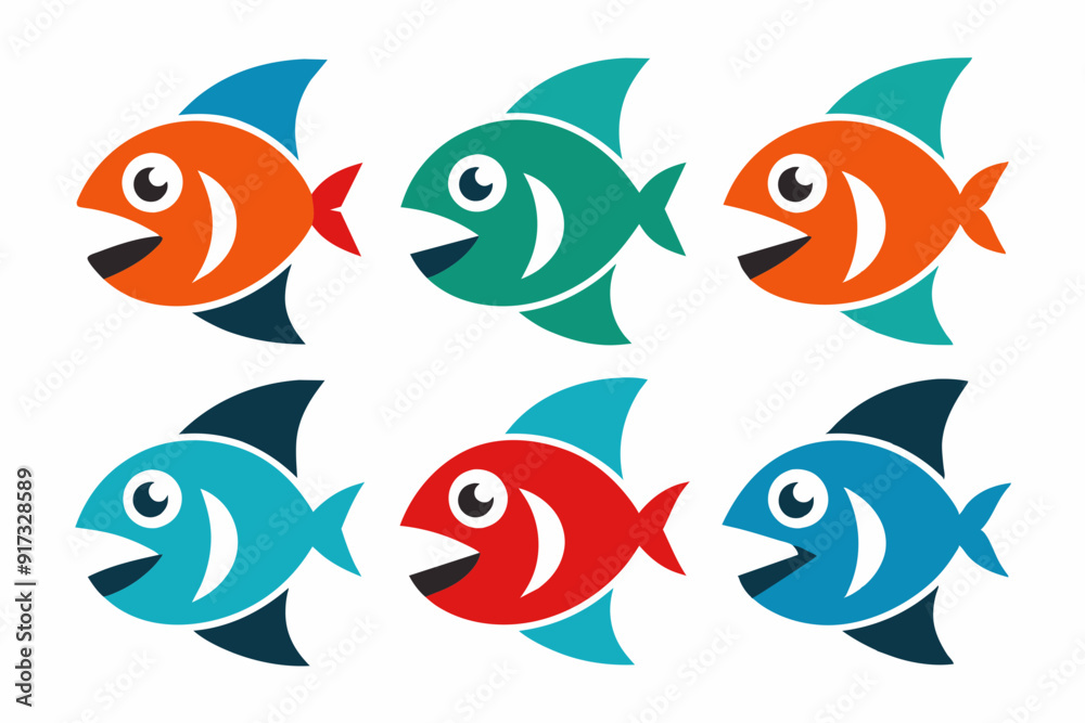 Fototapeta premium set of icons related mascot fish logo Vector design