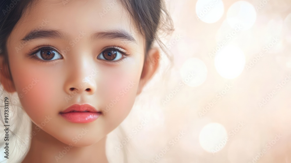 A young girl gazes thoughtfully with beautiful, expressive eyes
