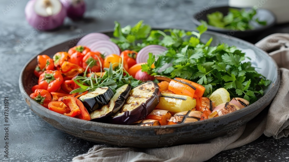 A platter of smoked vegetables, showcasing a rainbow of colors and textures. A platter of smoked vegetables, showcasing a rainbow of colors and textures.