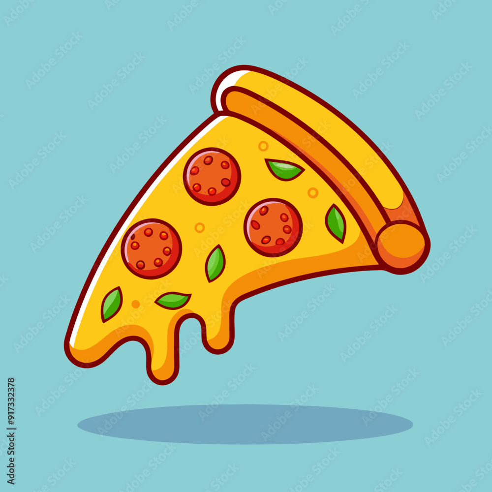 Flying Slice Of Pizza Cartoon Vector Illustration. Fast Food Concept Isolated Vector. Flat Cartoon Style
