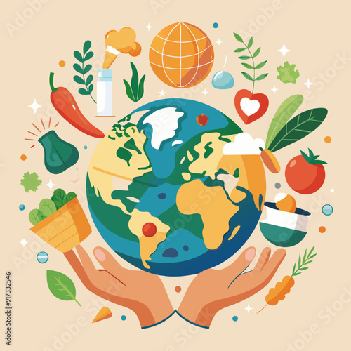 World Food Day Food Around the Shape Food global Food Text