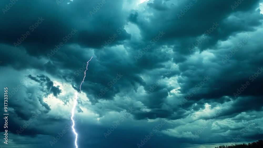 Dramatic storm clouds gathering in turquoise sky