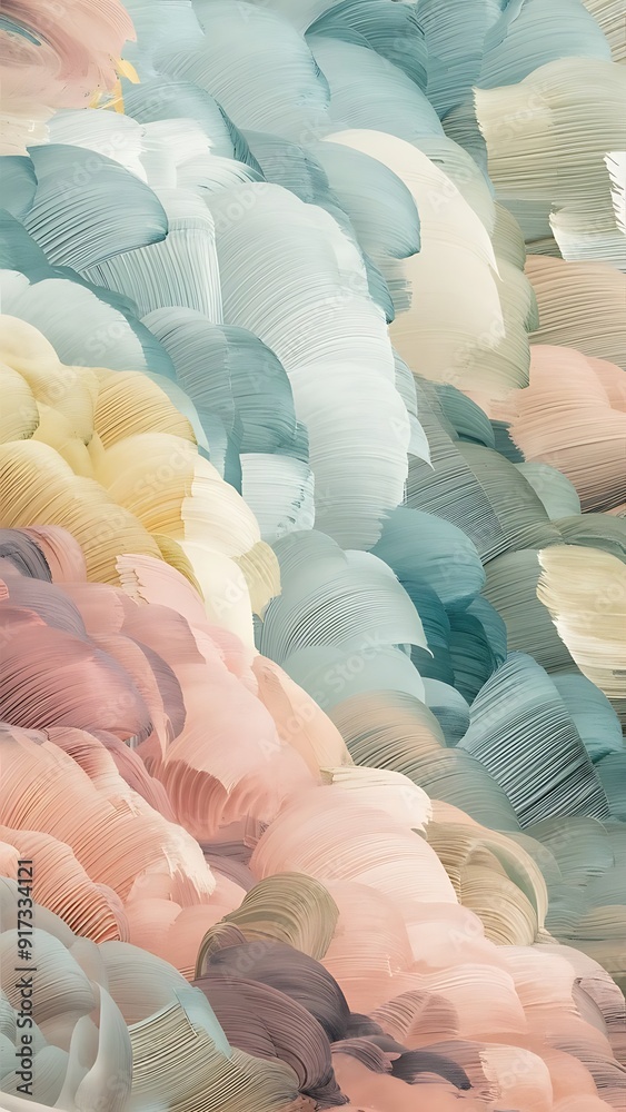 Obraz premium Gentle brushstrokes of pastel colours blend on a canvas creating a soft, soothing abstract art.