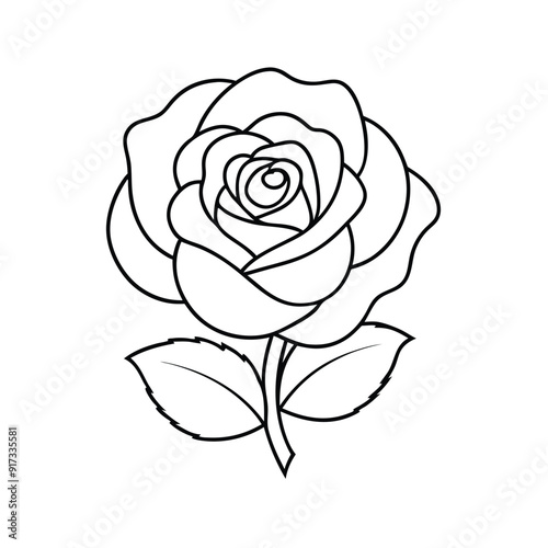 Wallpaper Mural a  rose line art vector illustration, a beautiful rose vector art illustration  Torontodigital.ca