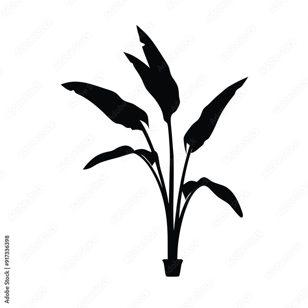 a minimal and simple banana plant silhouette, isolated white background a minimal and simple banana plant silhouette, isolated white background