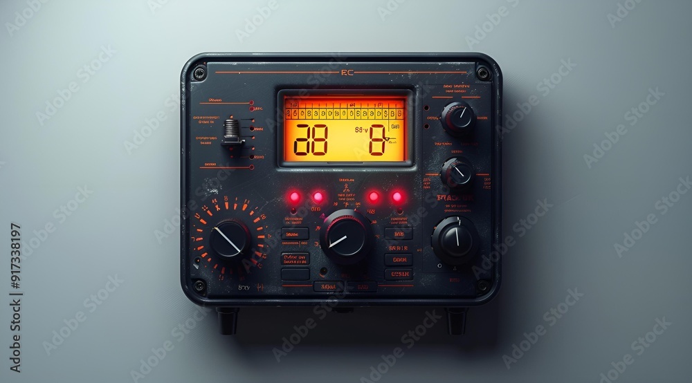 A digital clock featuring bright red and green lights. A digital clock featuring bright red and green lights.