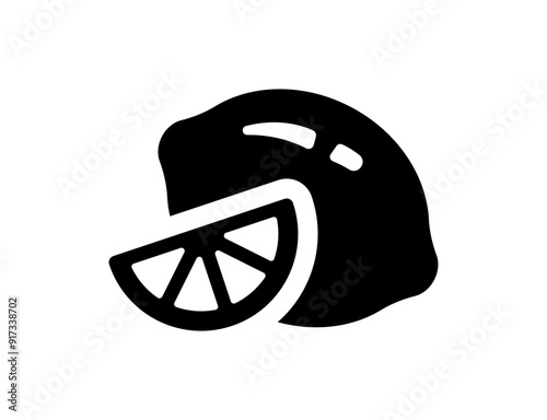 Black lemon icon. Lemon with slice.