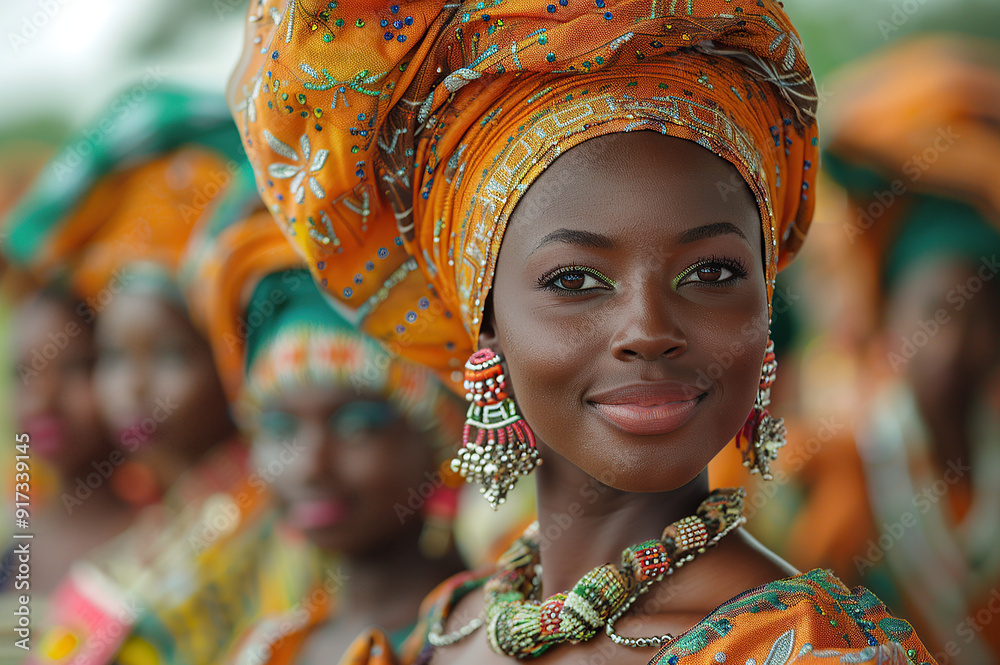 Celebrate the International Day for People of African Descent with a vibrant, culturally rich portrait featuring a group of diverse African individuals wearing traditional attire. Generative AI Celebrate the International Day for People of African Descent with a vibrant, culturally rich portrait featuring a group of diverse African individuals wearing traditional attire. Generative AI