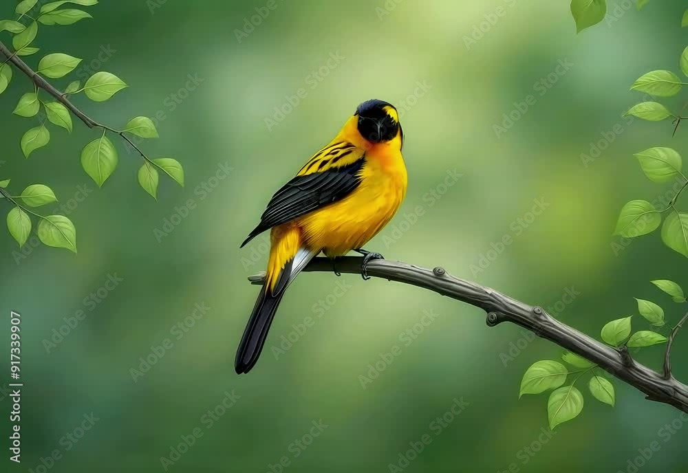 A yellow bird perched on a branch A yellow bird perched on a branch
