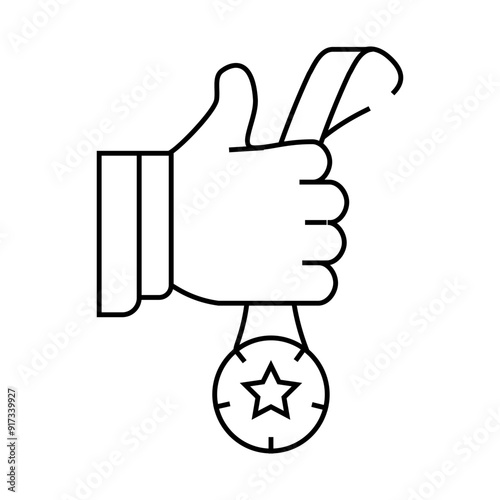 medal for successful work line icon vector. medal for successful work sign. isolated contour symbol black illustration