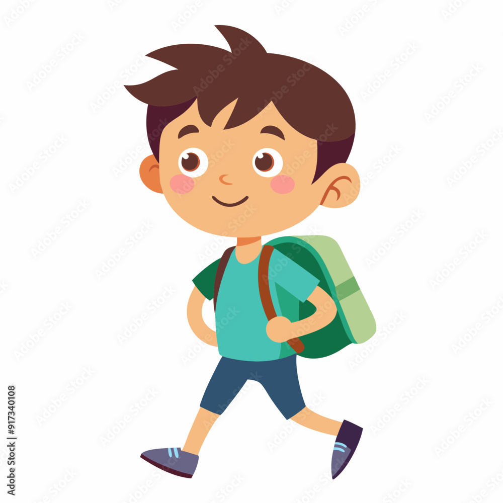 a kid going to school with backpack a kid going to school with backpack