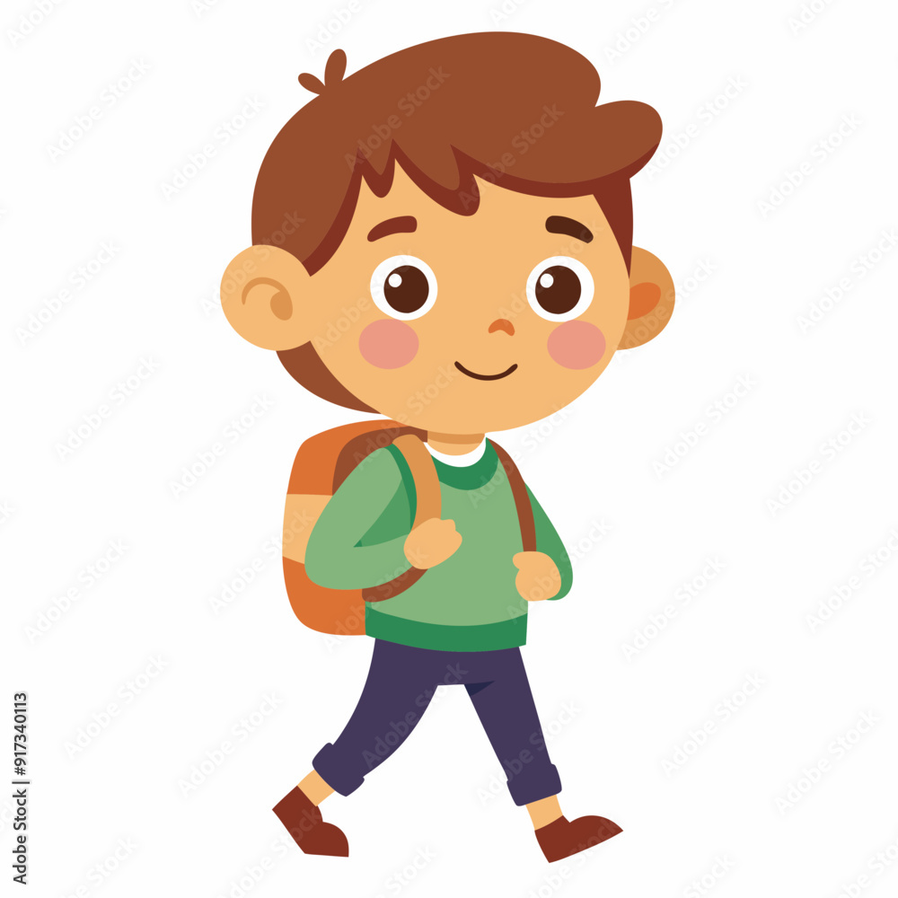 a kid going to school with backpack a kid going to school with backpack