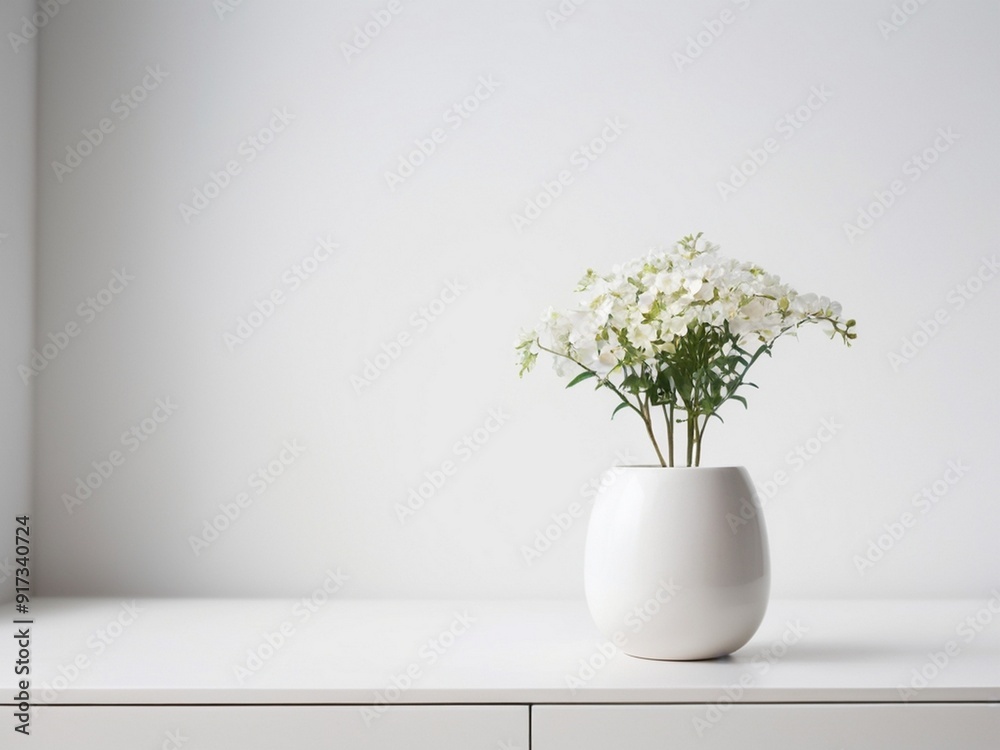 White walls with a background of small plants White walls with a background of small plants