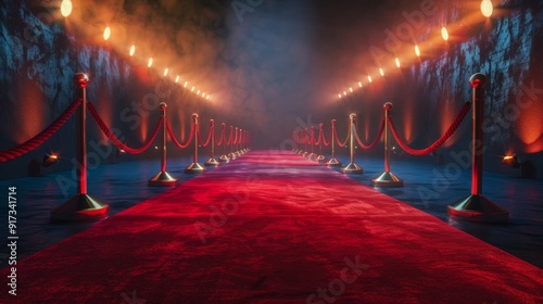 red carpet illustration with lights on photo