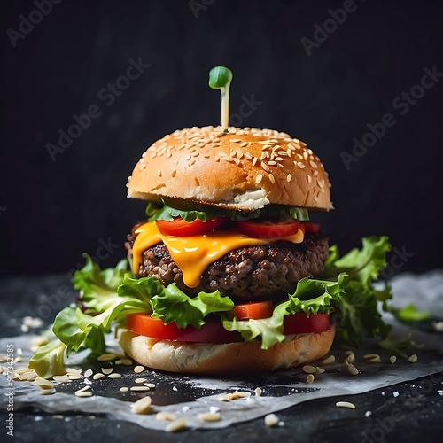 Floating hamburger with meat