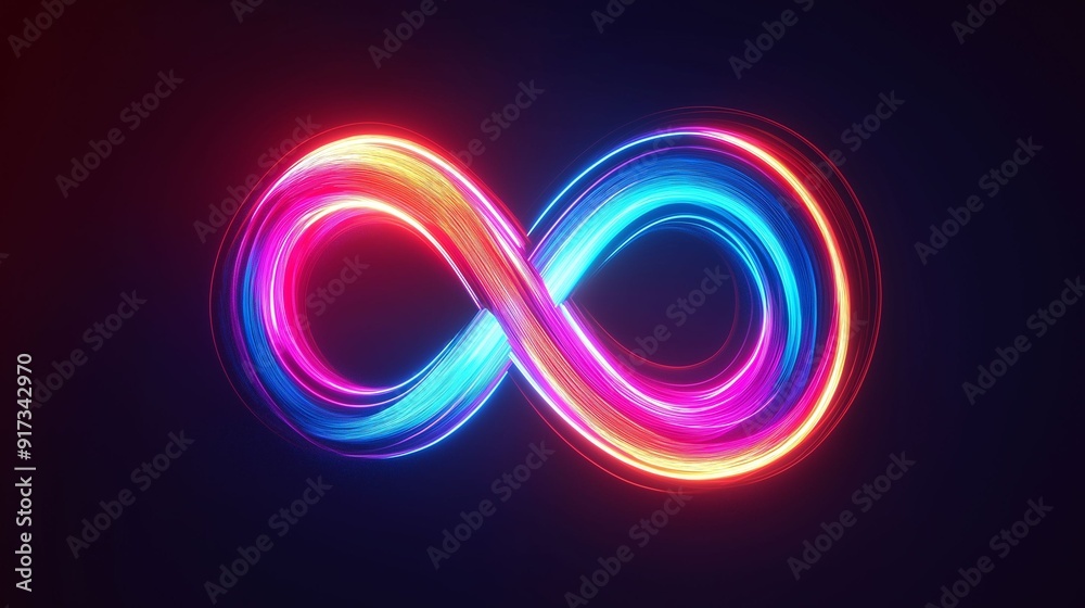 Neon infinity symbol with vibrant colors. Neon infinity symbol with vibrant colors.