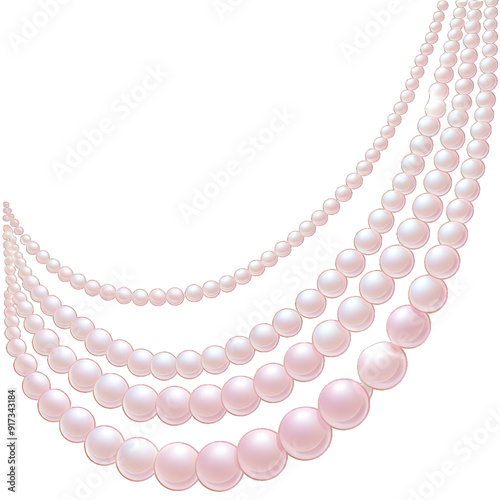Elegant arrangement of pink pearls, showcasing natural beauty and sophistication in jewelry design. transparent background