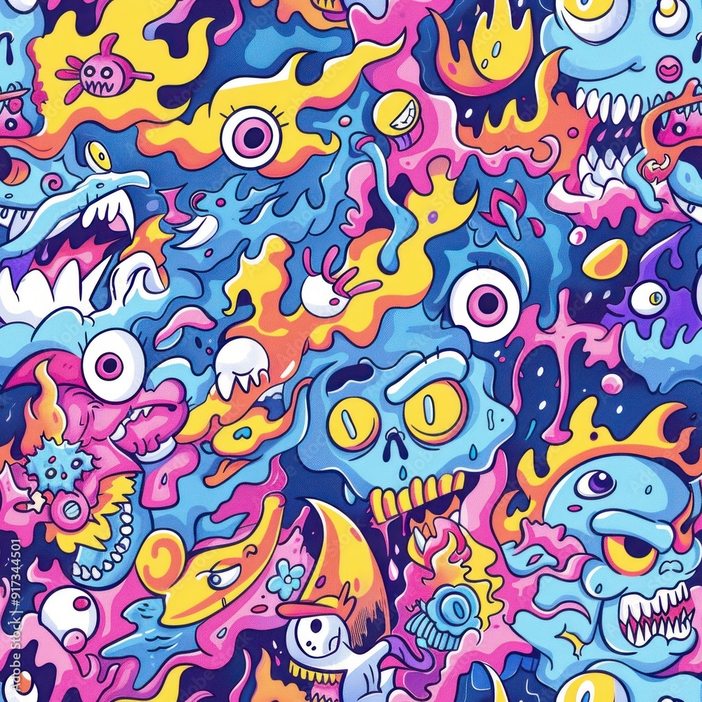 Psychedelic Cartoon Pattern. Psychedelic Cartoon Pattern.