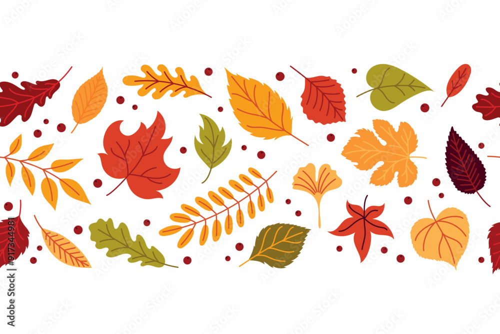 Obraz premium Seamless pattern with autumn leaves