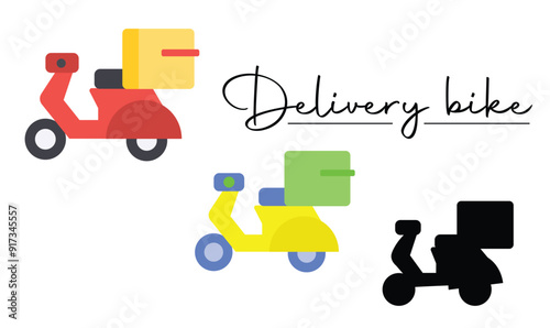 Delivery scooter, bike isolated on a white background. Concept illustration.