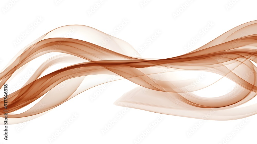 A vector illustration of a soft, flowing wave of light brown smoke on white background. The smoke is depicted in an elegant and fluid design with smooth curves A vector illustration of a soft, flowing wave of light brown smoke on white background. The smoke is depicted in an elegant and fluid design with smooth curves