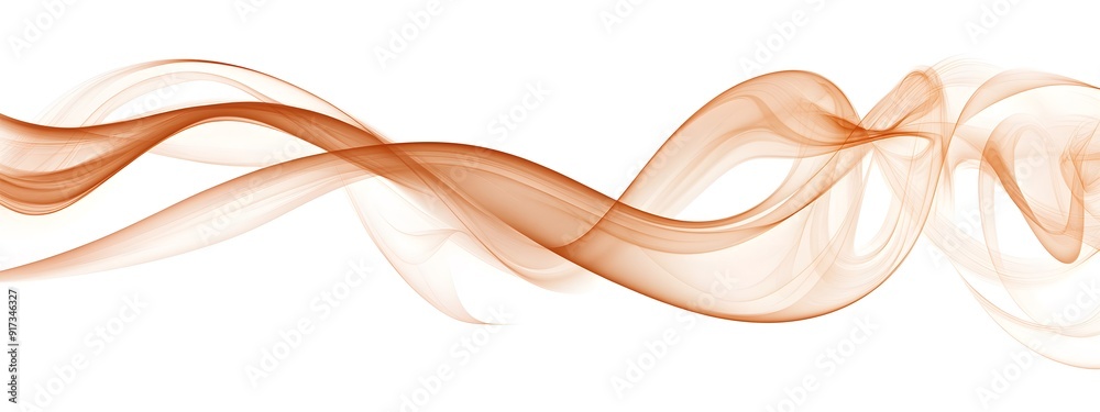 A vector illustration of a soft, flowing wave of light brown smoke on white background. The smoke is depicted in an elegant and fluid design with smooth curves A vector illustration of a soft, flowing wave of light brown smoke on white background. The smoke is depicted in an elegant and fluid design with smooth curves