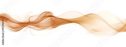 A vector illustration of a soft, flowing wave of light brown smoke on white background. The smoke is depicted in an elegant and fluid design with smooth curves