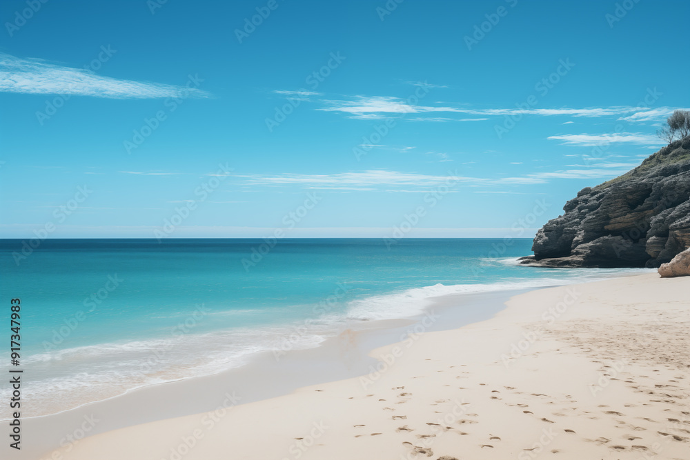 Tropical beach with blue sky and sea. Beach background. Summer beach and sea Tropical beach with blue sky and sea. Beach background. Summer beach and sea