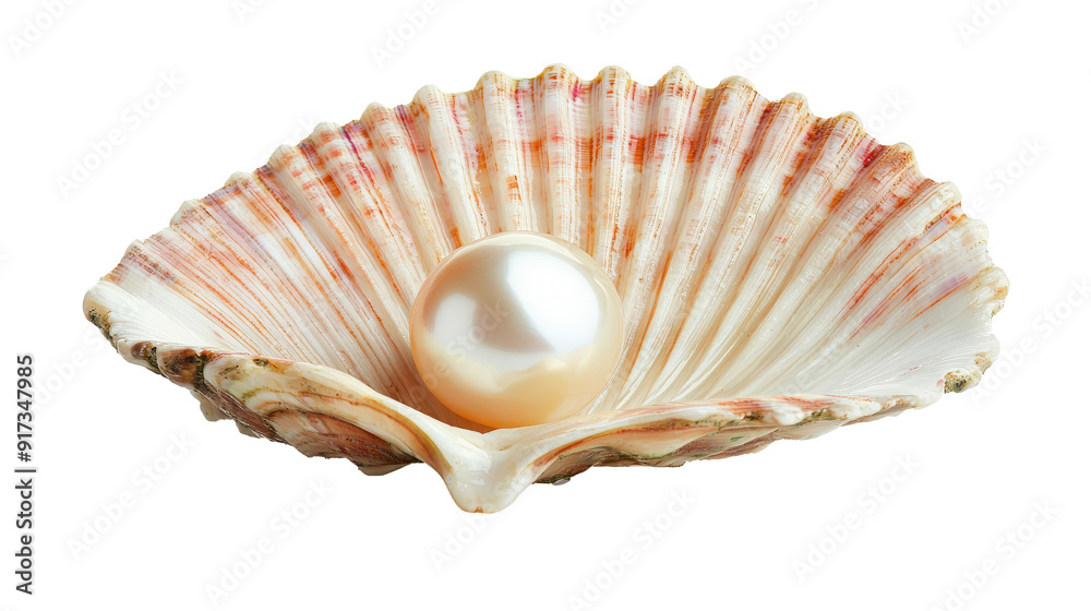 A large, white pearl sits inside a seashell isolated on transparent background PNG A large, white pearl sits inside a seashell isolated on transparent background PNG