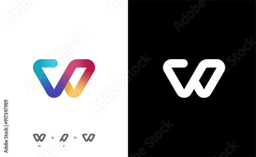 minimalist letter WP logo or modern letter PW logo concept vector icon
