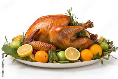 Traditional festive dinner with delicious roasted turkey