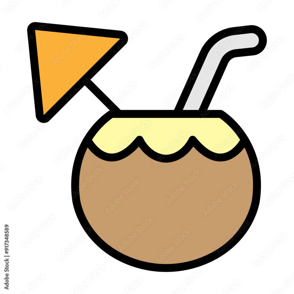 Coconut Drink Vector Filled Icon Design Coconut Drink Vector Filled Icon Design