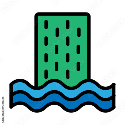 Waterfall Vector Filled Icon Design