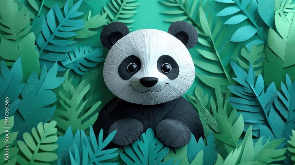 Adorable Panda in Lush Green Jungle Adorable Panda in Lush Green Jungle