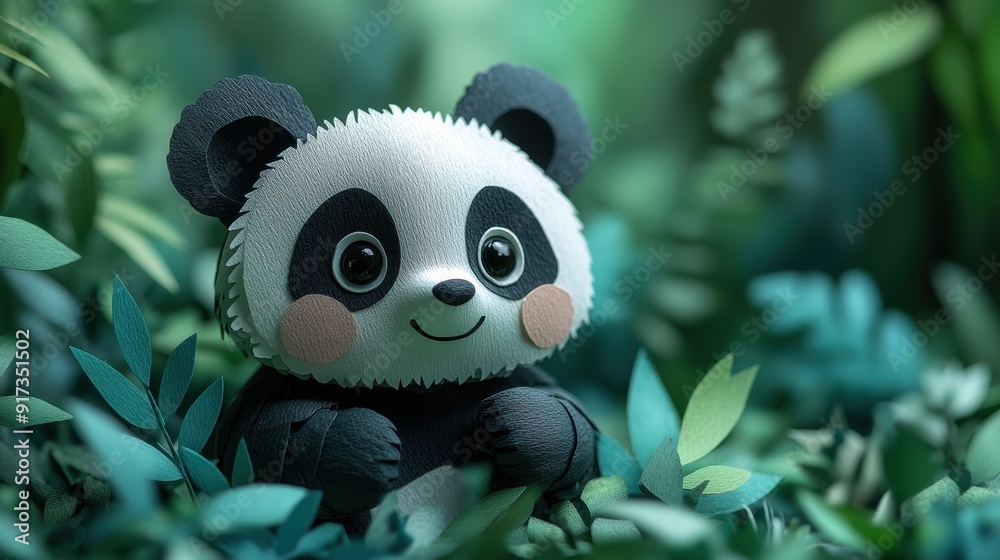 Adorable Panda in Lush Green Jungle Adorable Panda in Lush Green Jungle
