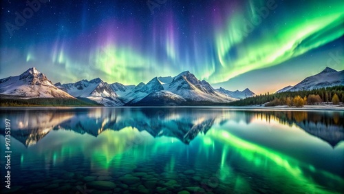Celestial Symphony in Emerald Green  generative AI