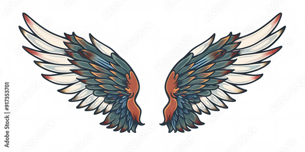 Obraz premium Wings traditional tattoo illustration