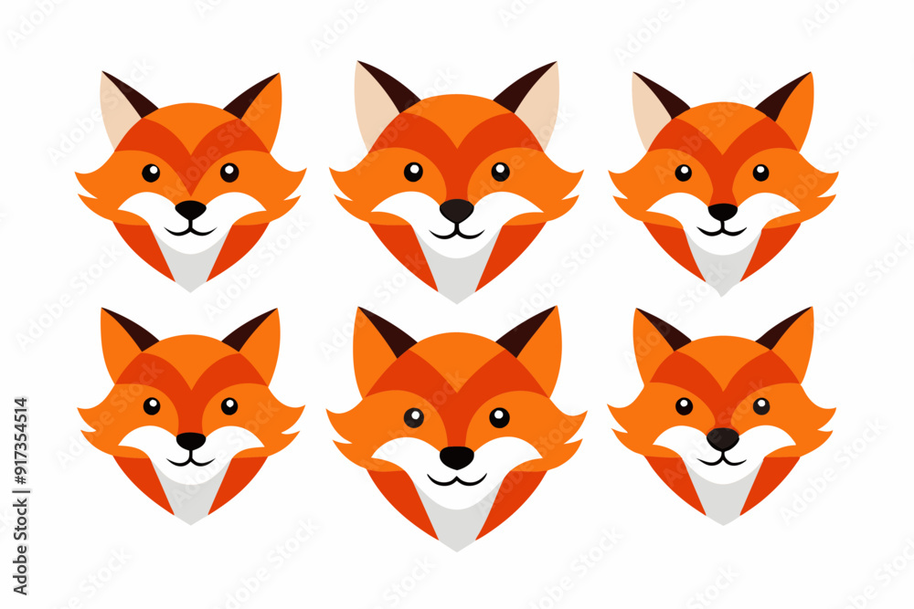 Set of mascot fox head vector designs related icons Set of mascot fox head vector designs related icons