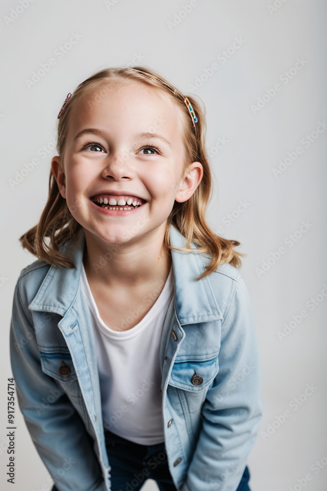 a young girl with light skin and blonde hair styled in loose waves, adorned with colorful hair clips. She is smiling widely, showing her teeth, and her eyes are bright and expressive. a young girl with light skin and blonde hair styled in loose waves, adorned with colorful hair clips. She is smiling widely, showing her teeth, and her eyes are bright and expressive.