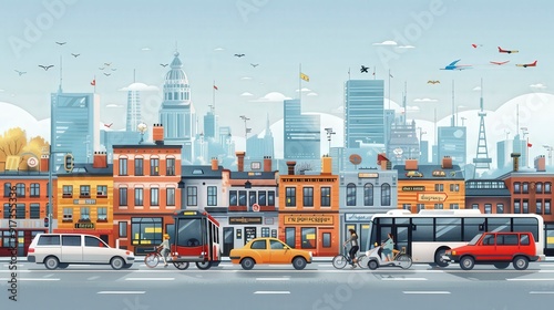 Transportation and Vehicles Illustrate a dynamic city scene with various modes of transportation including cars bikes and public transport infrastructure stylize 250 ar 169 v 6