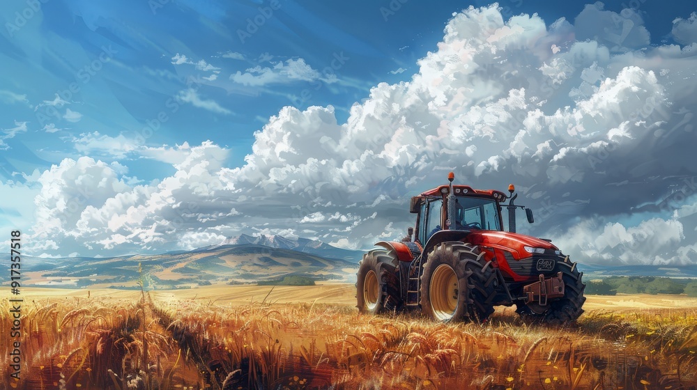 Obraz premium Agriculture and Farming Create an image showcasing farming practices agricultural machinery and rural landscapes with a focus on agricultural life stylize 250 ar 169 v 6
