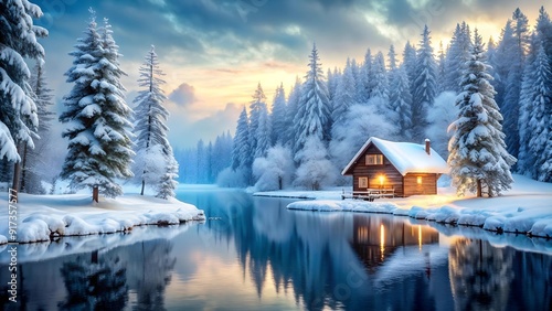 A Delightful Winter Landscape with Sparkling Snow generative AI