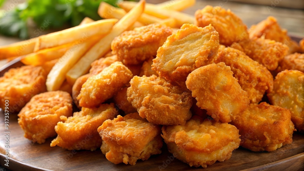 A Culinary Symphony of Textures: Chicken Nuggets and French Fries Up Close AI Generated A Culinary Symphony of Textures: Chicken Nuggets and French Fries Up Close AI Generated