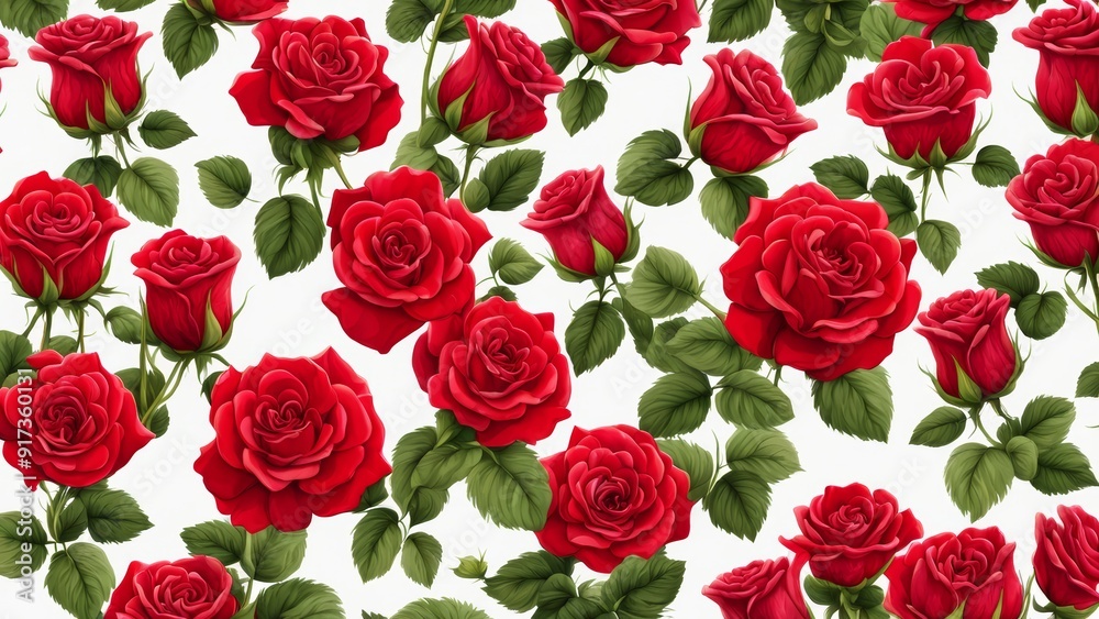 Lots of red roses in full bloom on a white background. Lots of red roses in full bloom on a white background.