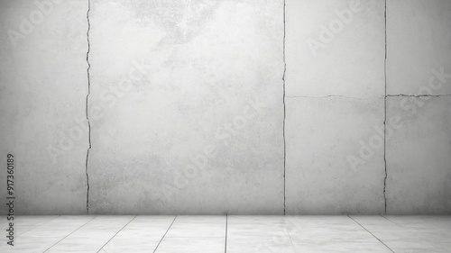 Empty White Concrete Wall with Seamless Floor