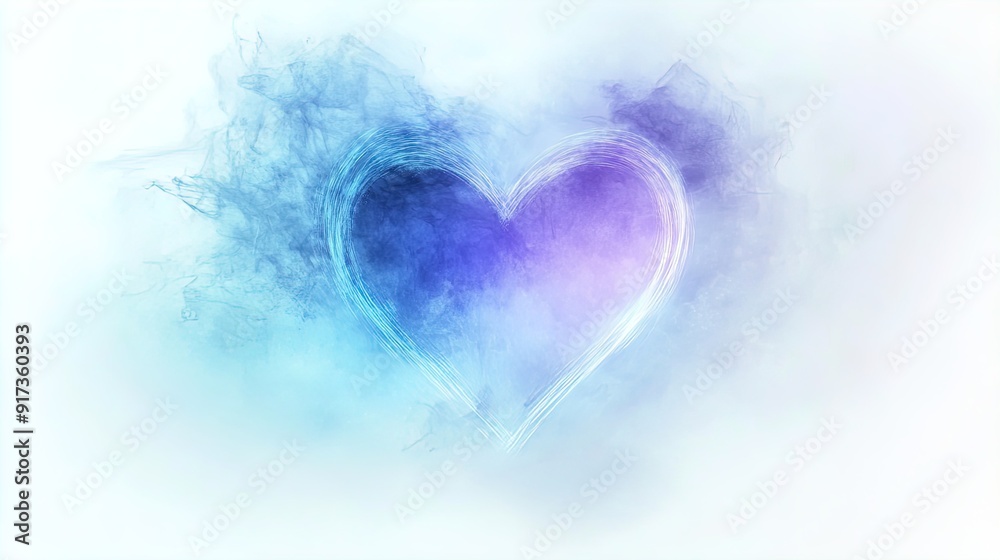 Illuminated Heart Outline: A Stunning Light Blue to Deep Purple Gradient Poster for Modern Interior Decor and Sporty Spaces on a Clean White Canvas Illuminated Heart Outline: A Stunning Light Blue to Deep Purple Gradient Poster for Modern Interior Decor and Sporty Spaces on a Clean White Canvas