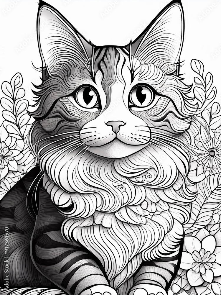 Fototapeta premium cute little black and white cat