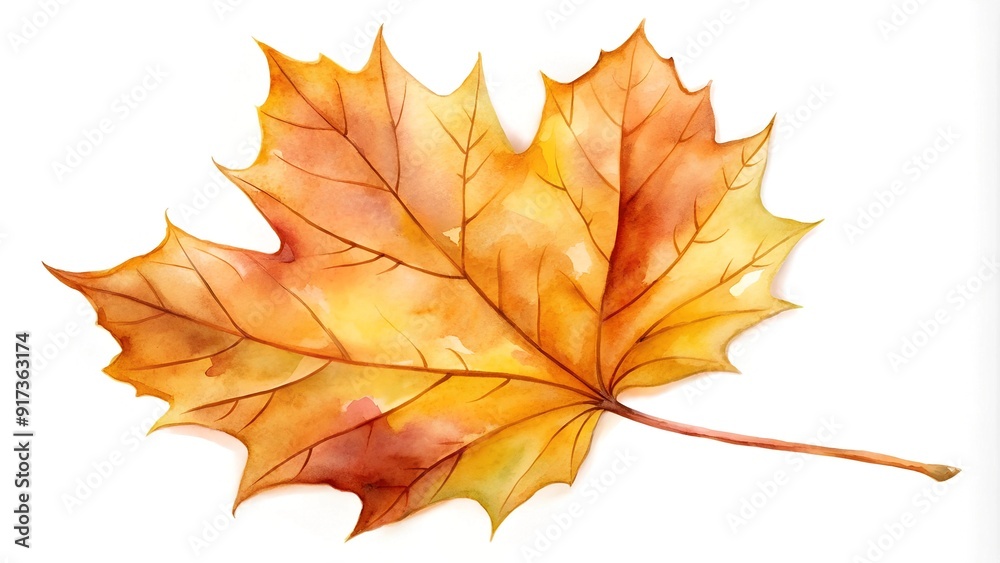 Golden Autumn Maple Leaf - Watercolor Illustration AI generated Golden Autumn Maple Leaf - Watercolor Illustration AI generated