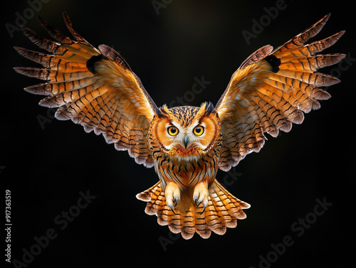 Obraz na płótnie Majestic Owl In Flight With Outstretched Wings w salonie