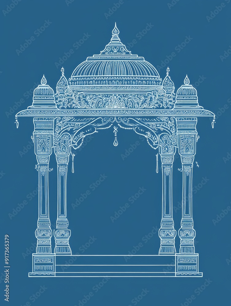 Ornate Indian Wedding Mandap Design Blueprint - A detailed blueprint ...